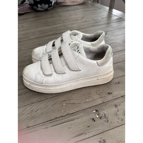 PRADA Leather Hook n Loop Platform Sneakers White Size 39 9 - Picture 5 of 12